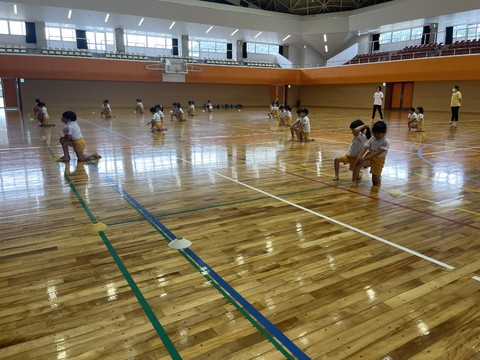 6/16 本番の場所で組体操練習頑張ってるよ。